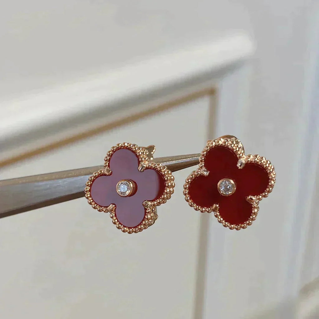 ¡®Imperial¡¯CLOVER MEDIUM 1 MOTIFS CARNELIAN  DIAMOND earrings