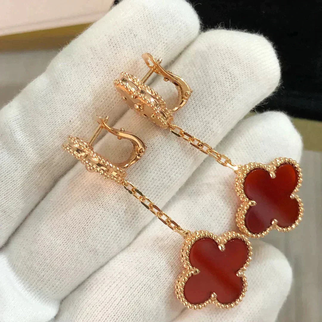 ¡®Imperial¡¯CLOVER 2 MOTIF  LASER CARNELIAN EARRINGS