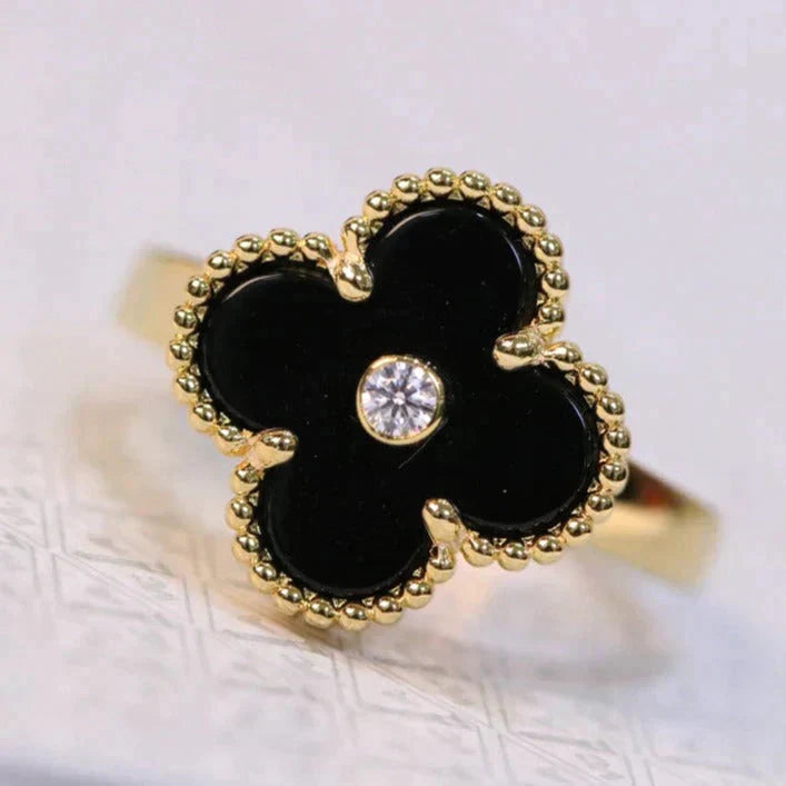¡®Imperial¡¯CLOVER ONYX RING GOLD DIAMOND