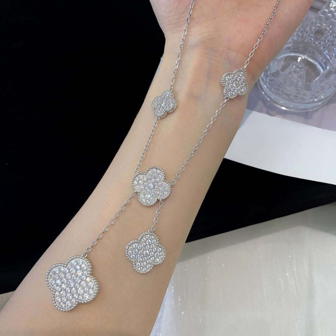 ¡®Imperial¡¯CLOVER 5 MOTIFS SILVER DIAMONDS NECKLACE