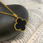 ¡®Imperial¡¯CLOVER 25MM NECKLACE GOLD ONYX