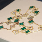 ¡®Imperial¡¯CLOVER 20 MOTIFS MALACHITE DIAMOND NECKLACE