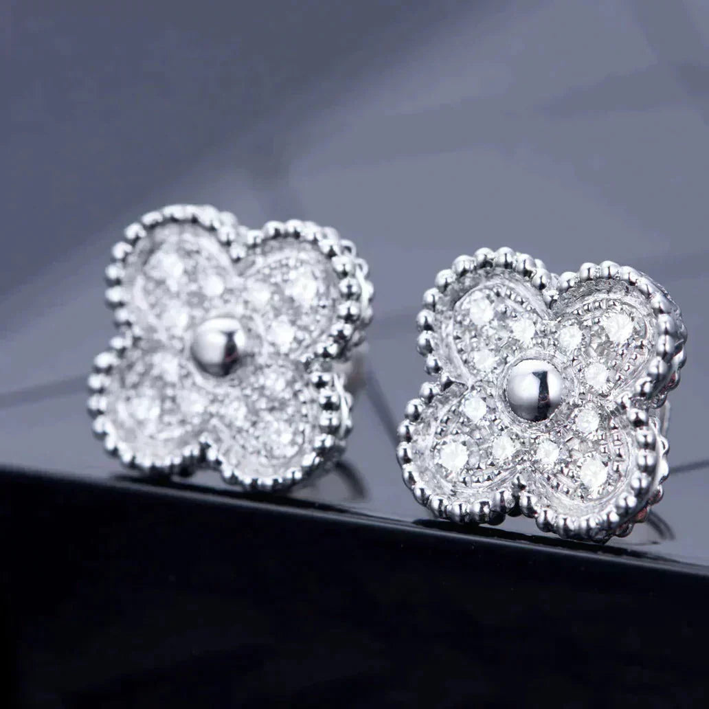 ¡®Imperial¡¯CLOVER 1 MOTIFS DIAMOND STUD EARRINGS SILVER