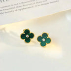 ¡®Imperial¡¯CLOVER MEDIUM 1 MOTIFS MALACHITE DIAMOND EARRINGS