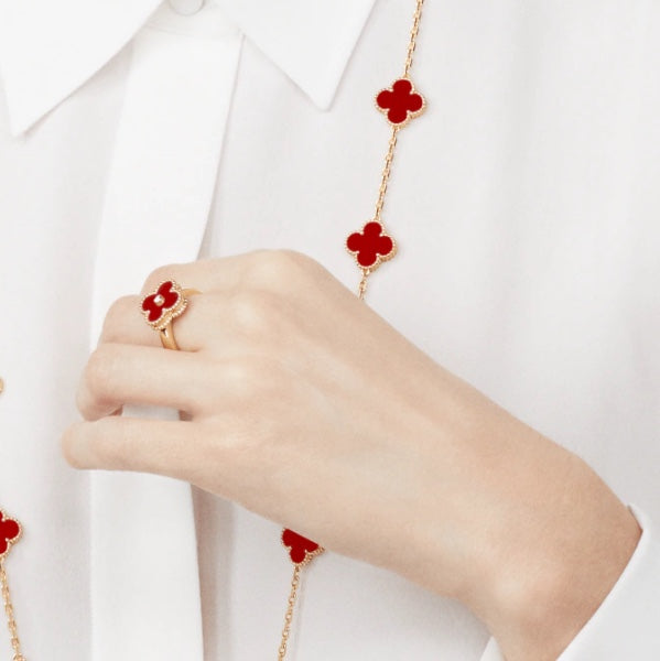 ¡®Imperial¡¯CLOVER CARNELIAN RING ROSE GOLD DIAMOND