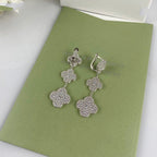 ¡®Imperial¡¯CLOVER 3 MOTIF DIAMOND SILVER DROP EARRINGS