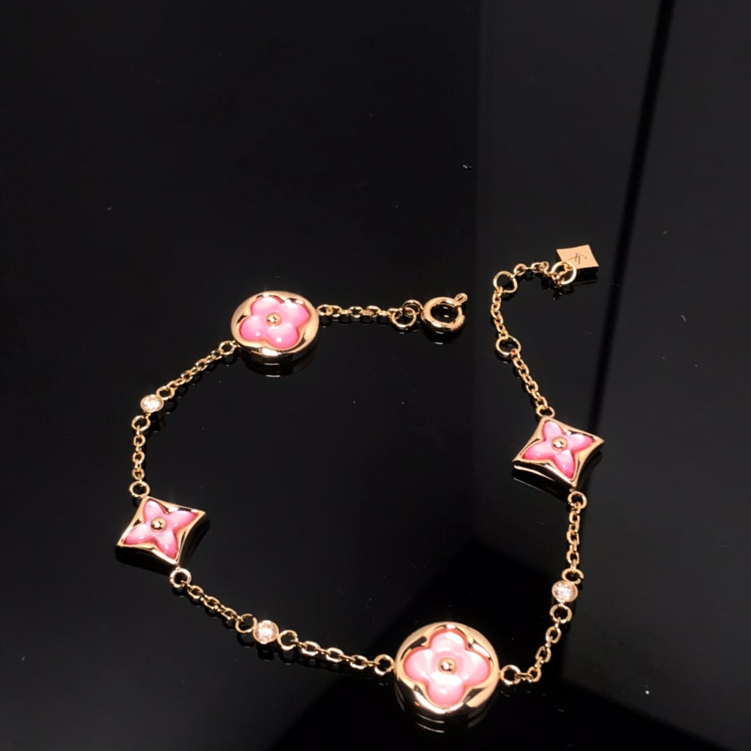 ¡®Imperial¡¯STAR AND SUN 4 MOTIF PINK MOP PINK GOLD BRACELET