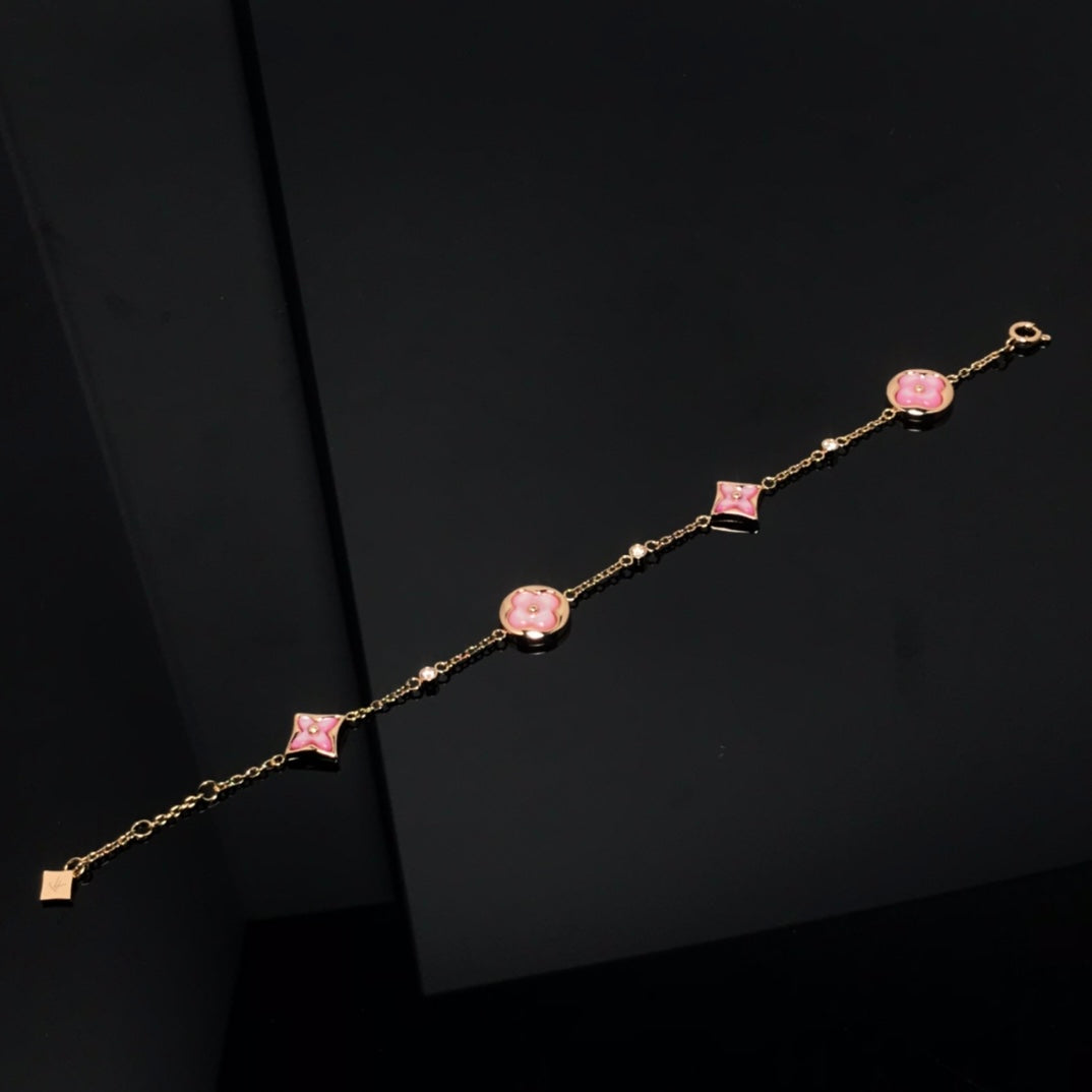 ¡®Imperial¡¯STAR AND SUN 4 MOTIF PINK MOP PINK GOLD BRACELET