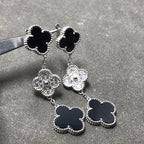 ¡®Imperial¡¯CLOVER 3 MOTIF DIAMOND ONYX SILVER EARRINGS