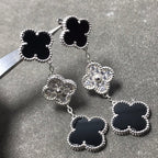 ¡®Imperial¡¯CLOVER 3 MOTIF DIAMOND ONYX SILVER EARRINGS