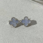 ¡®Imperial¡¯CLOVER CHALCEDONY SILVER STUD EARRINGS