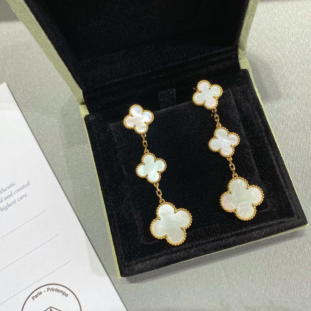 ¡®Imperial¡¯CLOVER MOP 3 MOTIFS GOLD EARRINGS