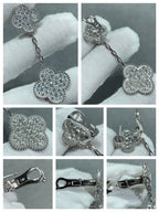 ¡®Imperial¡¯CLOVER 2 MOTIFS DIAMOND PAVED SILVER EARRINGS