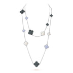 ¡®Imperial¡¯CLOVER 16 MOTIF CHALCEDONY MOP SILVER NECKLACE