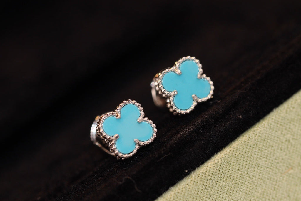 ¡®Imperial¡¯CLOVER MINI TURQUOISE SILVER STUD EARRINGS