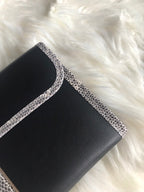 JIGE ELAN 29 CLUTCH IN BLACK CALFSKIN WITH WHITE LIZARD SKIN (MADE-TO-ODER)