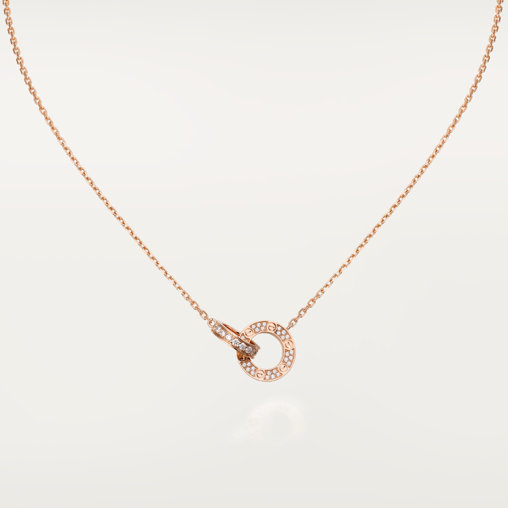 ¡®Imperial¡¯LOVE 7.6MM NECKLACE ROSE GOLD AND SILVER  FULL DIAMOND