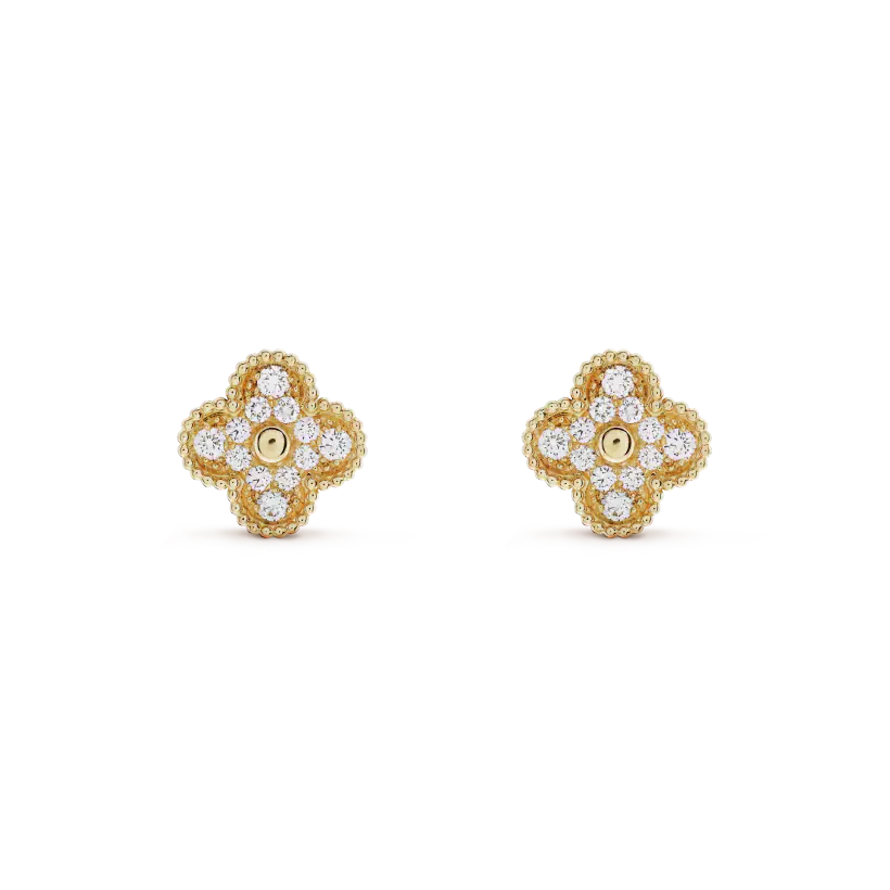 ¡®Imperial¡¯CLOVER MEDIUM 1 MOTIFS FUll DIAMOND EARRINGS