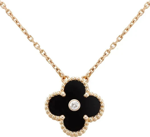 ¡®Imperial¡¯CLOVER 15MM DIAMOND ONYX NECKLACE