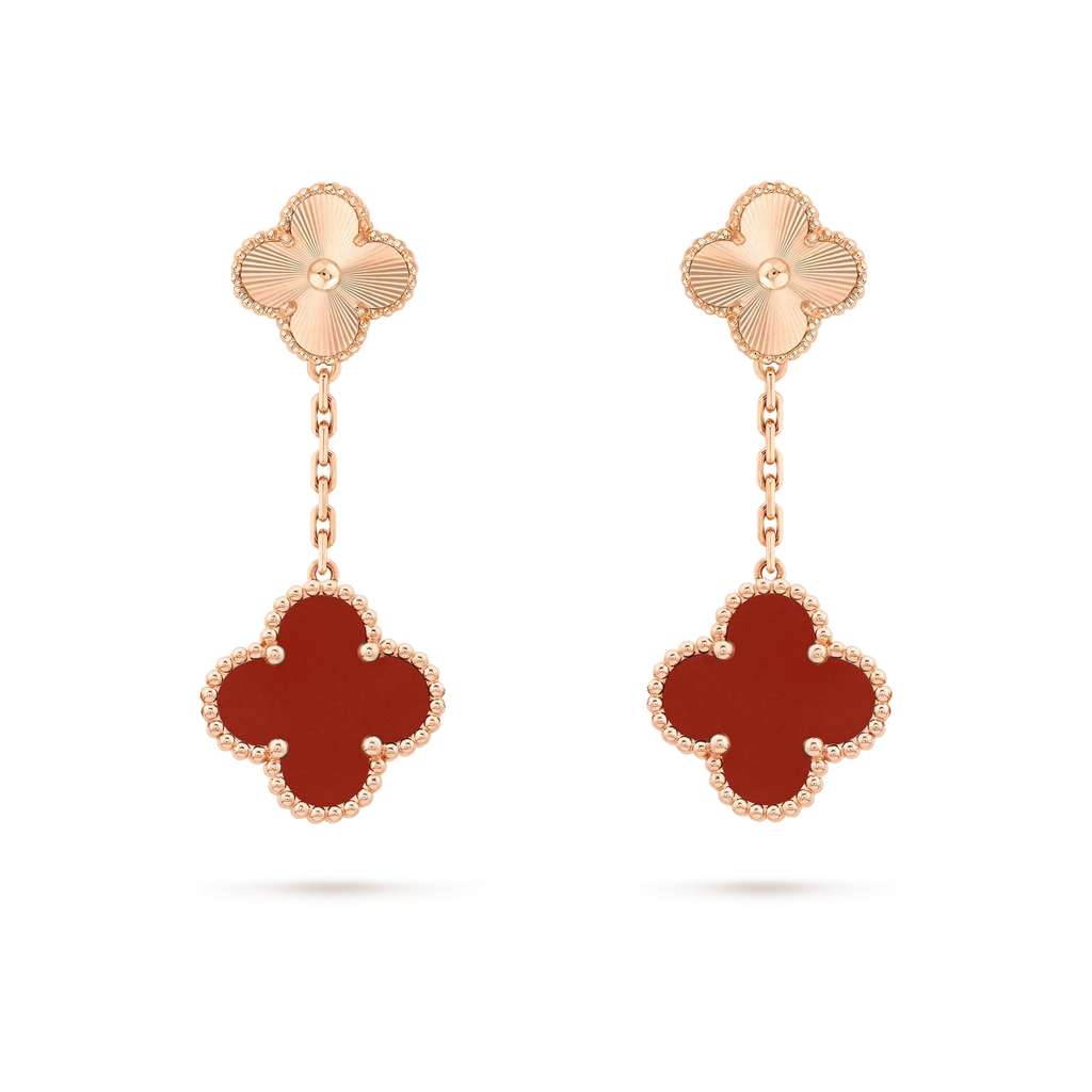 ¡®Imperial¡¯CLOVER 2 MOTIF  LASER CARNELIAN EARRINGS