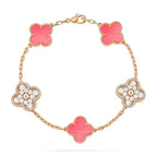 ¡®Imperial¡¯CLOVER 5 MOTIF DIAMOND PINK MOP PINK GOLD BRACELET