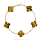 ¡®Imperial¡¯CLOVER  5 MOTIFS TIGER EYE BRACELET