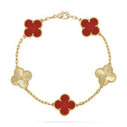 ¡®Imperial¡¯CLOVER  5 MOTIFS CARNELIAN GOLD BRACELET