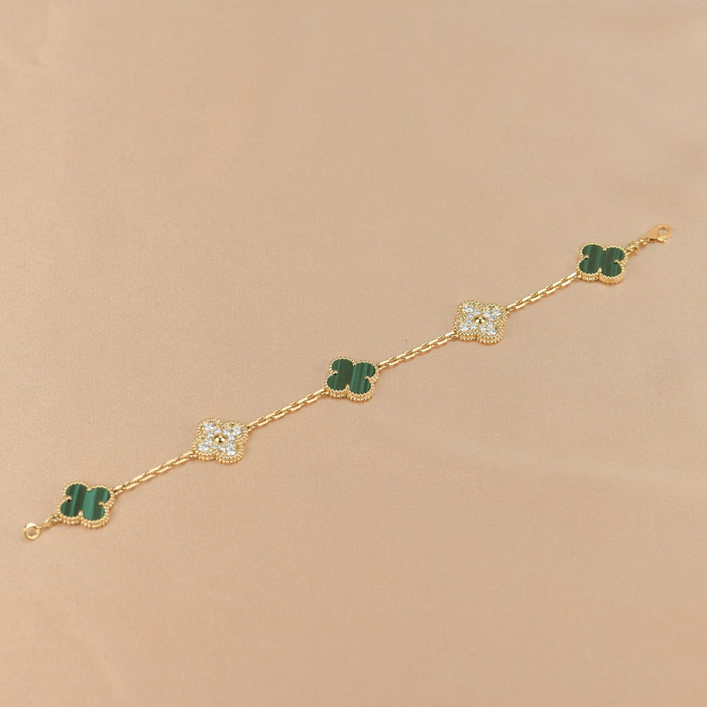 ¡®Imperial¡¯CLOVER  5 MOTIF MALACHITE DIAMOND BRACELET