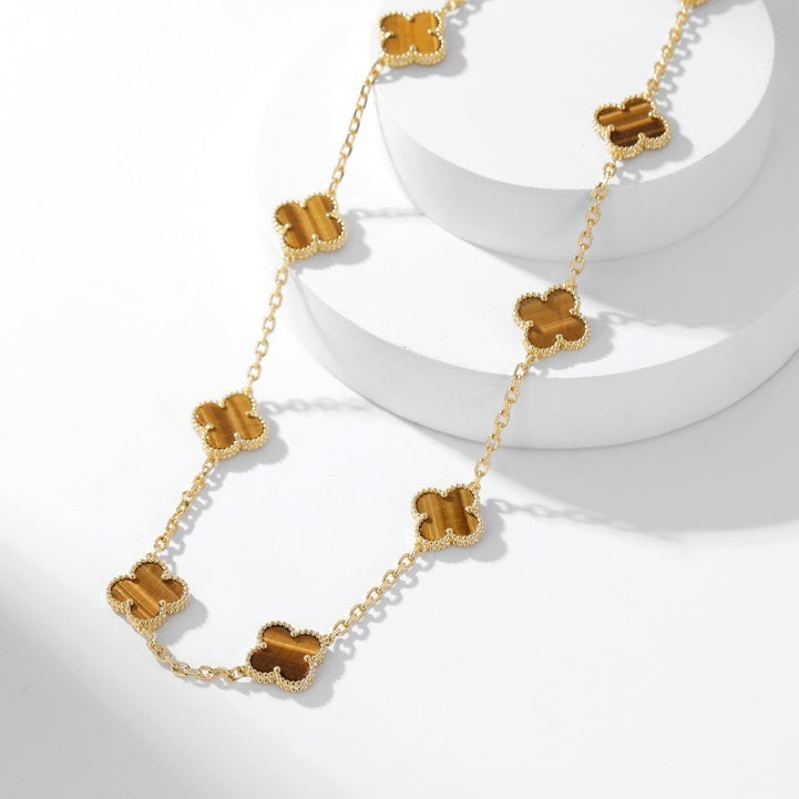 ¡®Imperial¡¯CLOVER 10 MOTIFS TIGER EYE NECKLACE