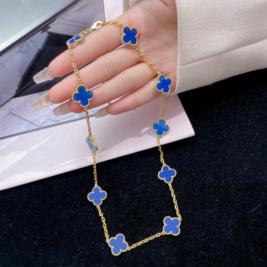 ¡®Imperial¡¯CLOVER 10 MOTIFS BLUE AGATE NECKLACE