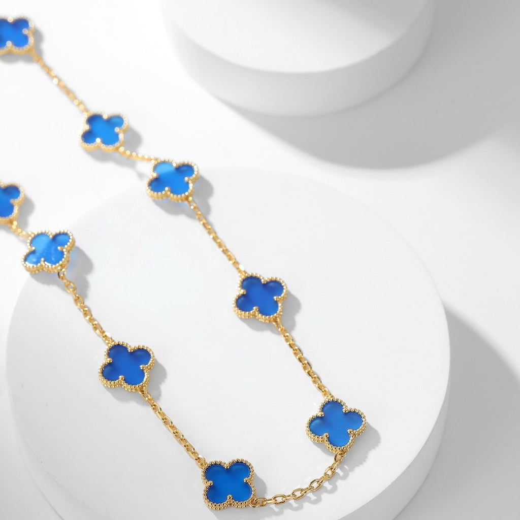 ¡®Imperial¡¯CLOVER 10 MOTIFS BLUE AGATE NECKLACE