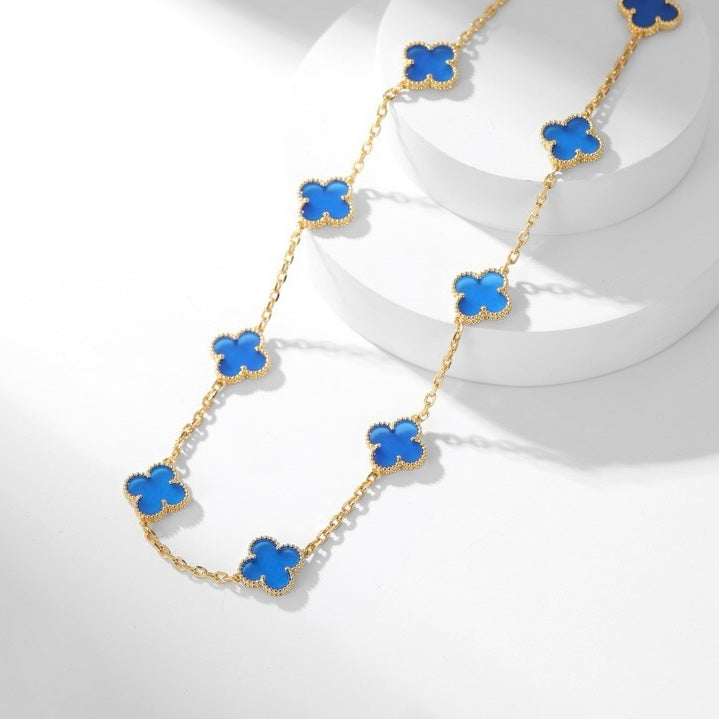 ¡®Imperial¡¯CLOVER 10 MOTIFS BLUE AGATE NECKLACE
