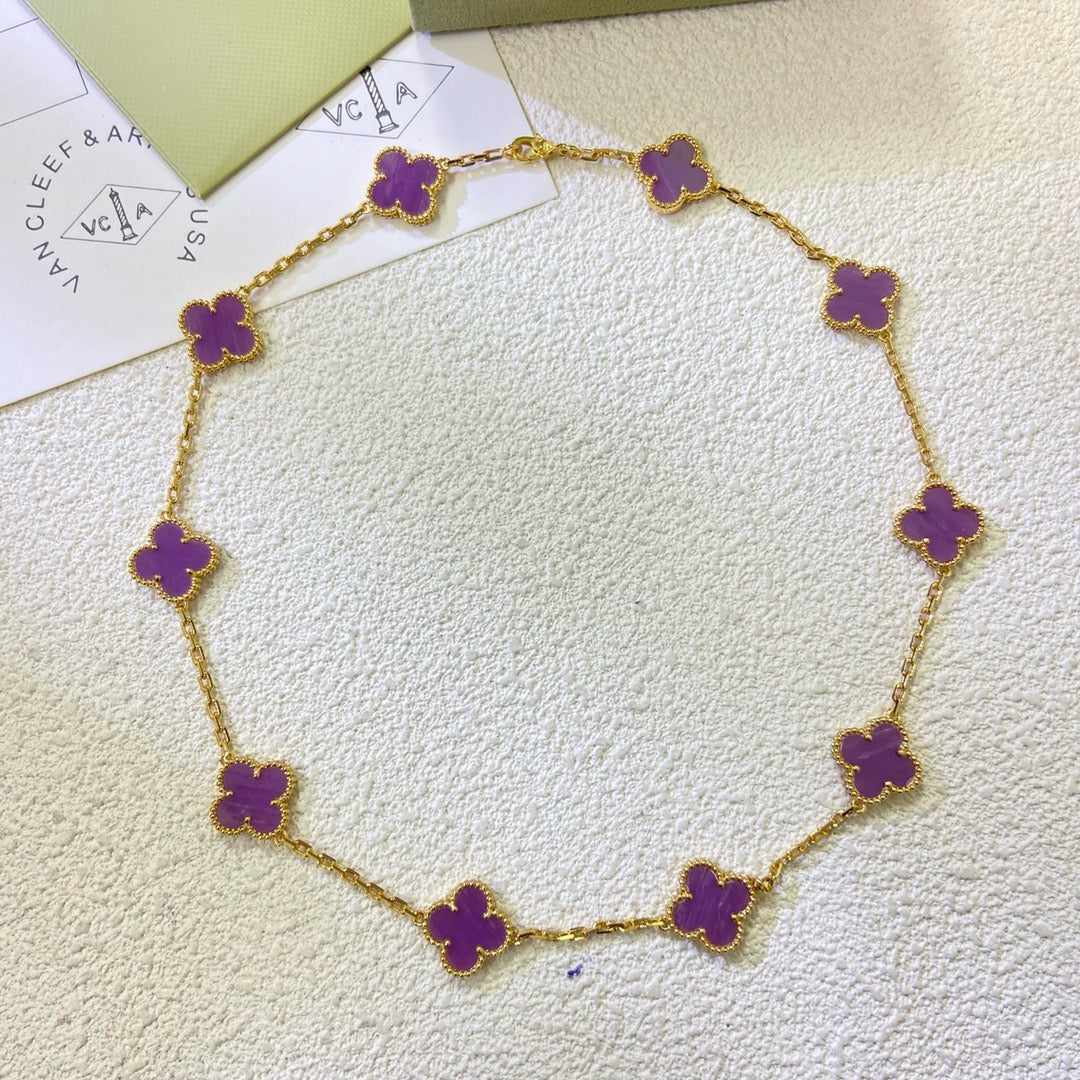 ¡®Imperial¡¯CLOVER 10 MOTIFS  PURPLE VIOLET  NECKLACE
