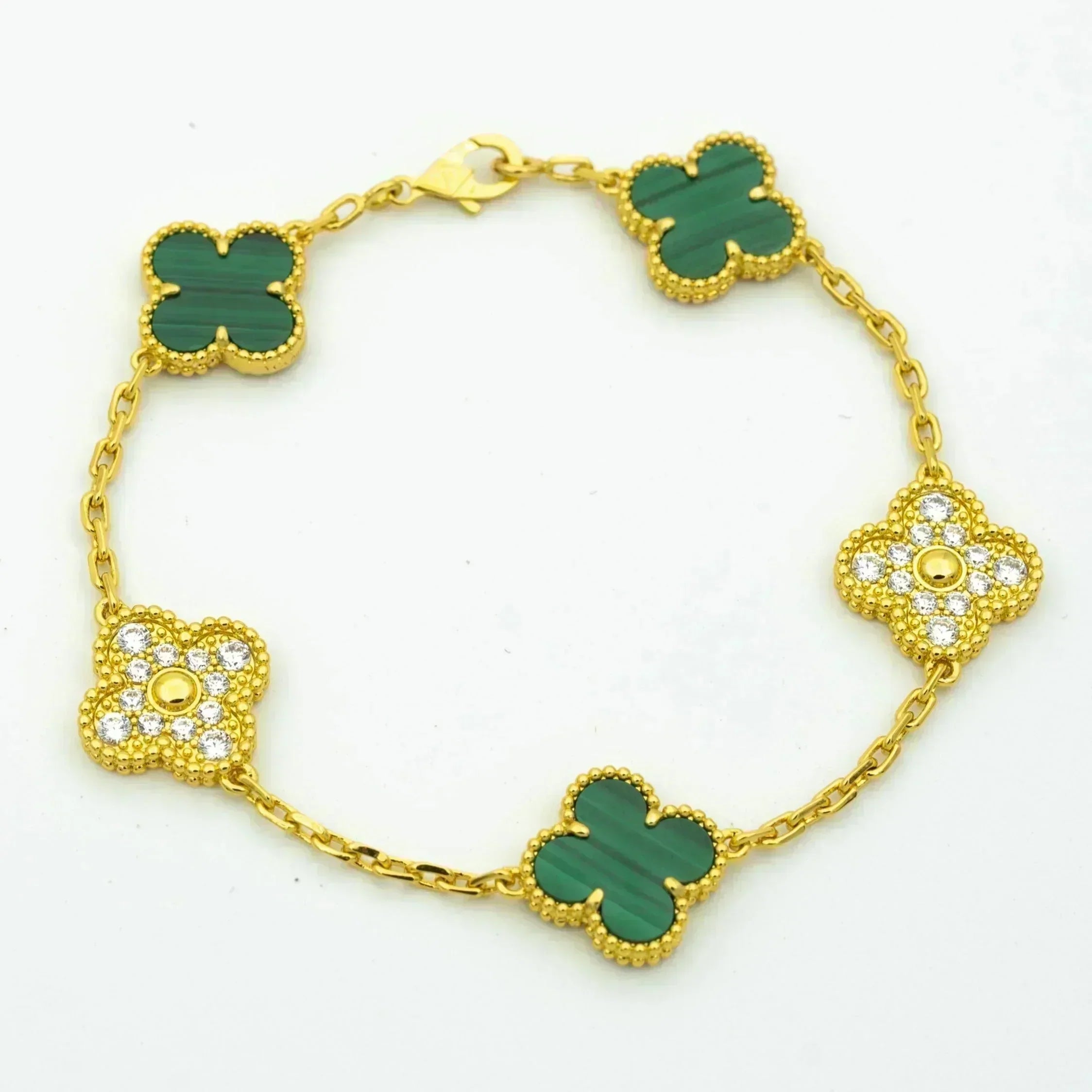 ¡®Imperial¡¯CLOVER  5 MOTIF MALACHITE DIAMOND BRACELET