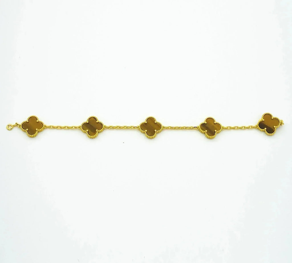 ¡®Imperial¡¯CLOVER  5 MOTIFS TIGER EYE BRACELET