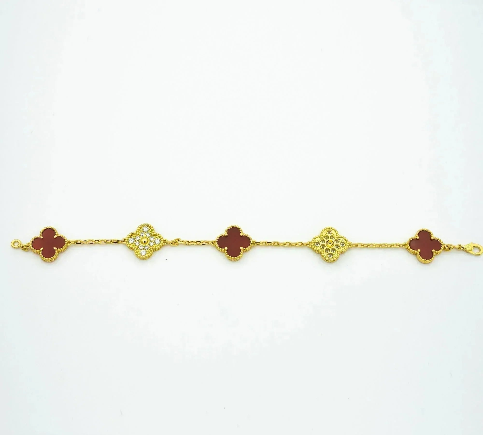 ¡®Imperial¡¯CLOVER 5 MOTIFS CARNELIAN DIAMOND BRACELET