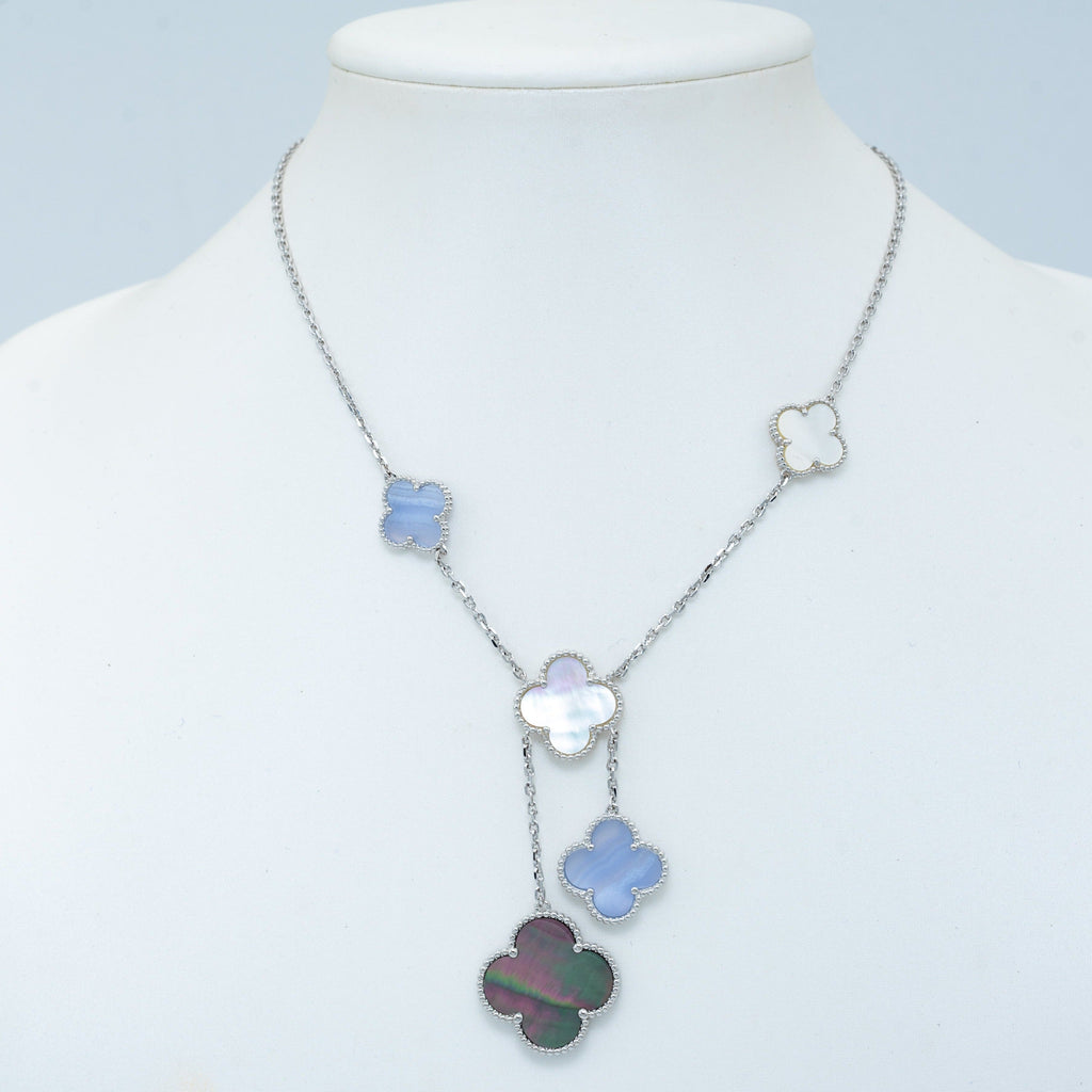 ¡®Imperial¡¯CLOVER MOP CHALCEDONY NECKLACE SILVER 6 MOTIF