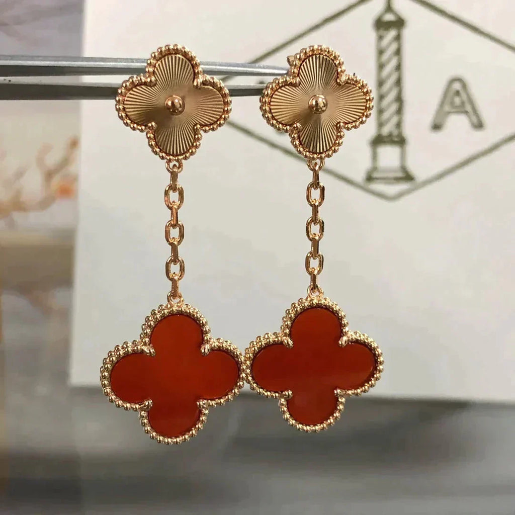 ¡®Imperial¡¯CLOVER 2 MOTIF  LASER CARNELIAN EARRINGS