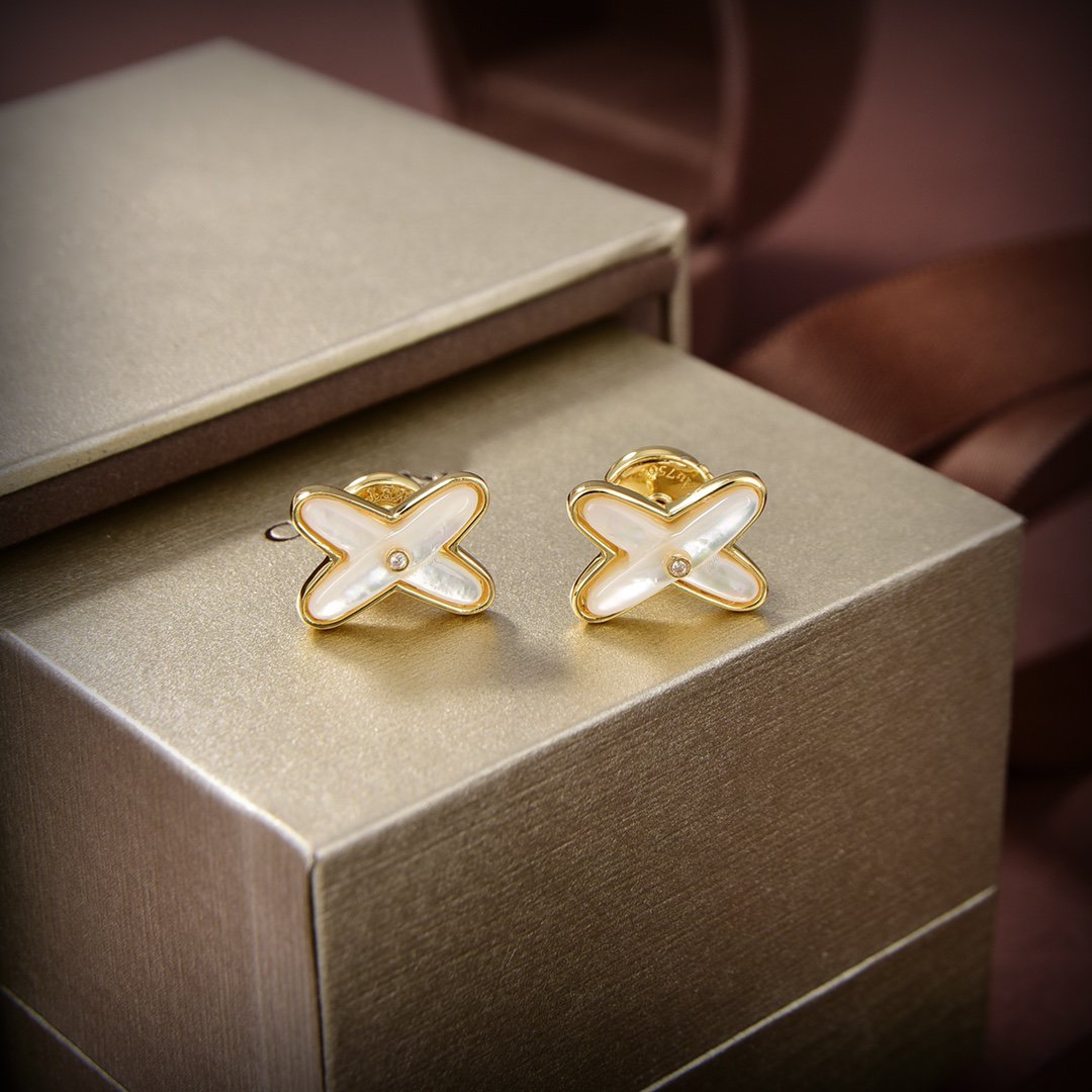 ¡®Imperial¡¯JEUX DE WHITE MOP GOLD DIAMOND EARRINGS