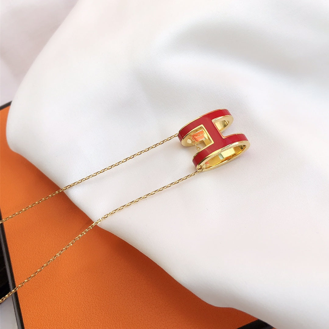 ¡®Imperial¡¯HM CLIC RED ENAMEL GOLD NECKLACE