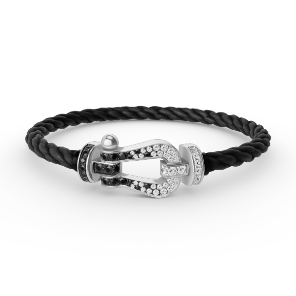 ¡®Imperial¡¯FORCE LARGE HORSESHOE BLACK WHITE DIAMOND BRACELET SILVER