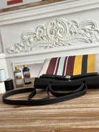 HERBAG ZIP 31 LAQUERED BAG IN BROWN MIX YELLOW H PLUME CANVAS