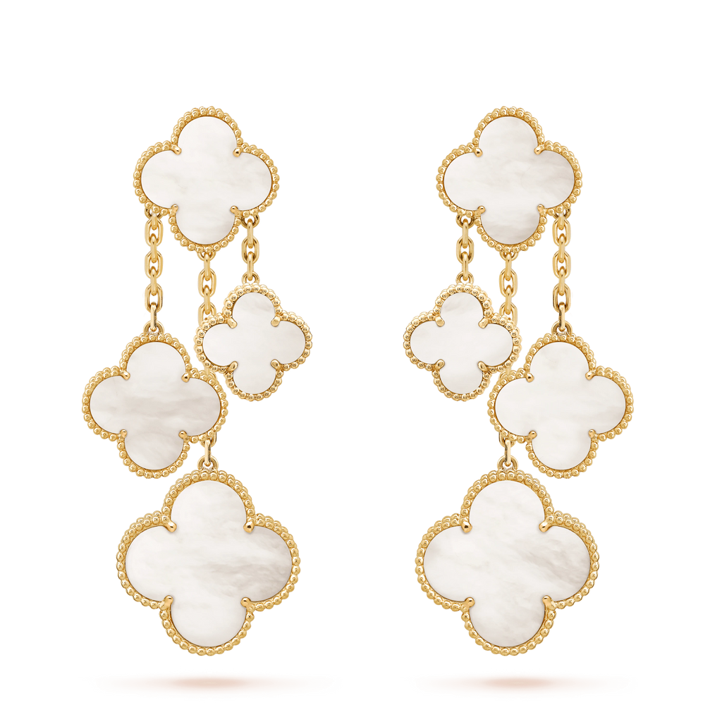¡®Imperial¡¯CLOVER EARRINGS WHITE MOP 4 MOTIFS GOLD