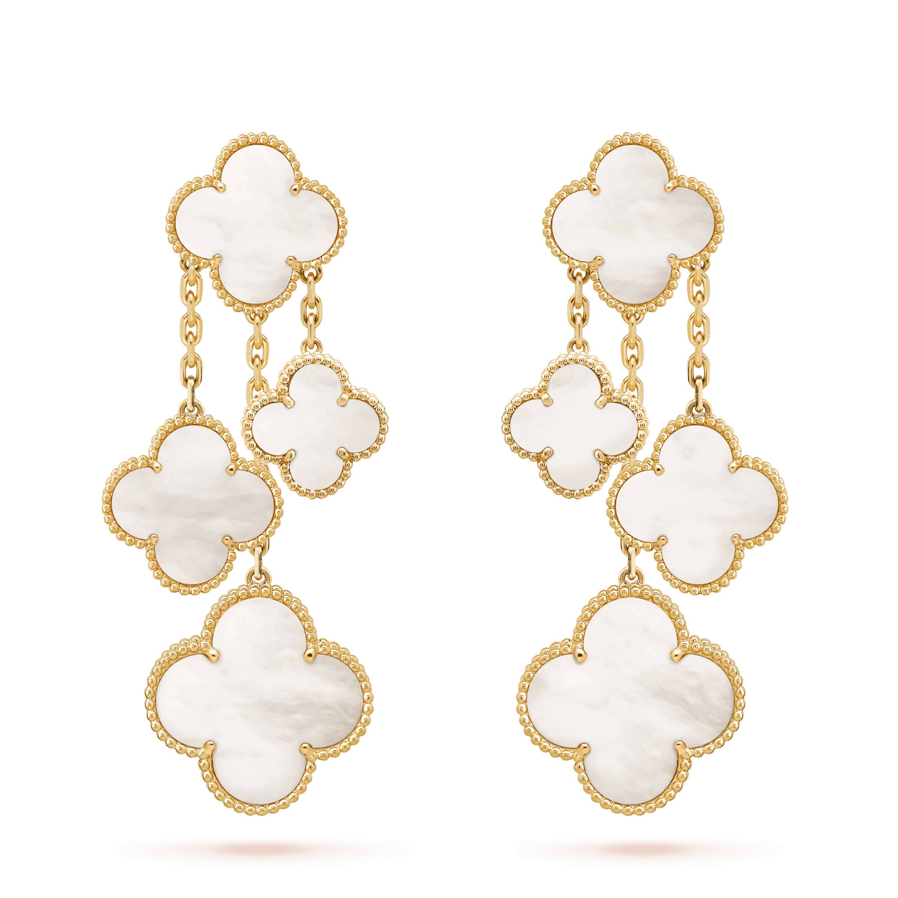 ¡®Imperial¡¯CLOVER EARRINGS WHITE MOP 4 MOTIFS GOLD