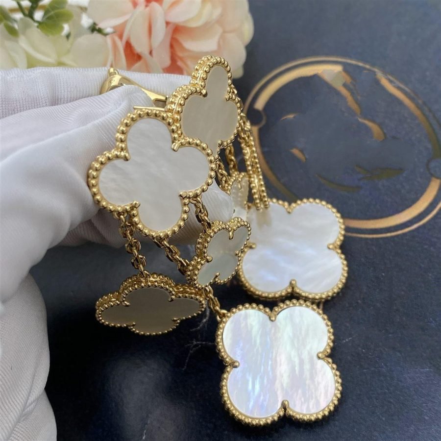 ¡®Imperial¡¯CLOVER EARRINGS WHITE MOP 4 MOTIFS GOLD