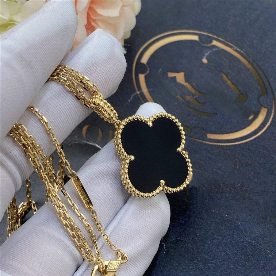 ¡®Imperial¡¯CLOVER 25MM GOLD ONYX BIG CLOVER NECKLACE