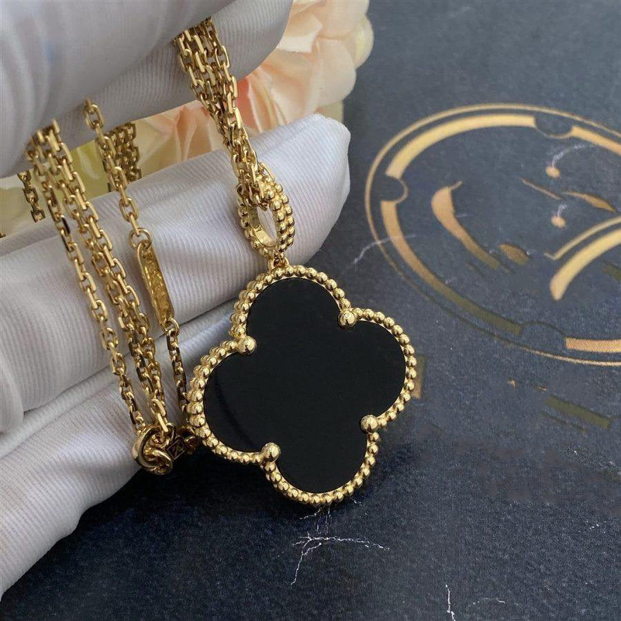 ¡®Imperial¡¯CLOVER 25MM GOLD ONYX BIG CLOVER NECKLACE